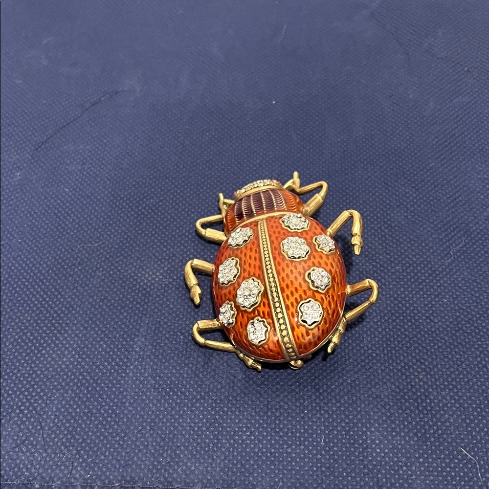 Gold and Orange Ladybug Brooch